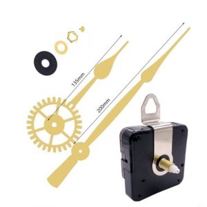 WIIYENA Kit de mécanisme de mouvement d'mecanisme horloge murale à couple élevé, silencieux, à quartz, kit de réparation avec aiguilles longues pour grande horloge de 50 à 60 cm (doré 1) (Heall, neuf)