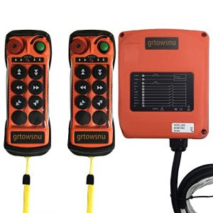 Télécommande de grue sans fil à 6 boutons 12V 24V pour pont roulant Pont roulant Grue à portique Grue industrielle Palan électrique 2 Emetteurs et récepteur radio Q600 (Factory-Direct Company, neuf)