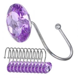 Vaguelly 12 Pièces Crochet De Rideau De Titulaires Non Rideaux De Panne Émeraude Cerceaux Randonnée Porte-serviette Plafond Doublures Amovible Mat Violet,mauve Acier Inoxydable 304 (Letesi, neuf)