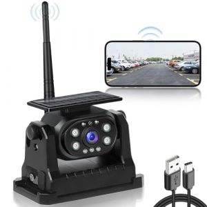 sans Fil Solaire Caméra de Recul Voiture, Hodozzy HD 1080P Chargement Solaire et Type-c, Magnétique sans Fil Camera Recul avec WiFi, Étanche Vision Nocturne Caméra Arrière pour Camion Camping 9-36V (Hodozzy Direct, neuf)