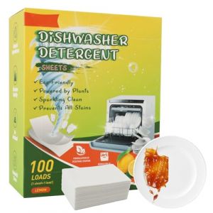 100 Pi&egrave;ces Feuille Lave Vaisselle Bio &ndash; &Eacute;cologique & Plastikfrei, Tablette Lave Vaisselle avec Parfum de Citron, Nettoyage Puissant pour Vaisselle & Ustensiles de Cuisine (ZhiXianChuanStore, neuf)