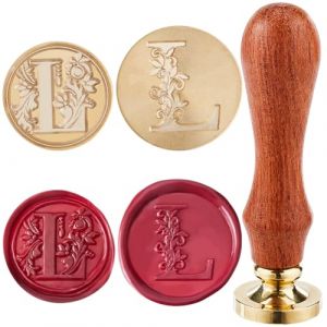 craspire 2 Styles Lettre L Cachet de Cire T&ecirc;te de Tampon Initiales Alphabet R&eacute;tro Vintage T&ecirc;te en Laiton Amovible de 25 mm avec 1 poign&eacute;es de Tampon de Cachetage en Bois pour Enveloppes de Mariage (CRASPIRE FR, neuf)