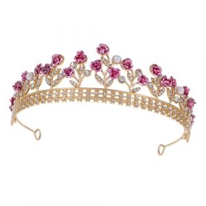 POPETPOP Accessoire De Cheveux De Mariée Bandeau De Mariée Pour Mariage Diadème Bandeau De Mariée Bandeau De Mariage Accessoire De Mariée Rose Bandeau Couronne Casque Princesse Couronne (Riser Treasure, neuf)