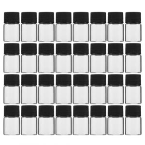 Toyvian Mini-Flacons en Verre Transparent 5 Ml Lot de 40 Flacons &Eacute;tanches Bouchons Blancs et Bouchons Int&eacute;rieurs sans Trou pour Huiles Essentielles Parfums et Cosm&eacute;tiques Flacons (TXINNG, neuf)