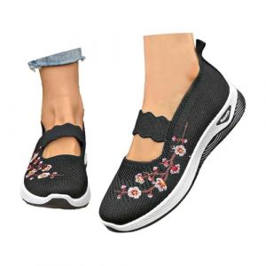 Chaussure Orthop&eacute;dique Femme Ete Confortable sans Lacets Sandales Femme &Eacute;t&eacute; Confortable, Noir, Sandales Basket De Marche sans Lacets Baskets Sneakers Confort Chic Basquette Respirante 41 (ChaoWenMao, neuf)