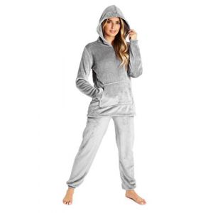 CityComfort Pyjama Femme Hiver Polaire, Ensemble Pyjama Chaud à Capuche pour Femme Ado, Idée Cadeau pour Elle (Gris, M) (Get Trend., neuf)