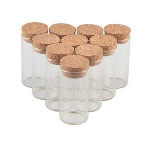 50pcs Transparent Bouteille Tube En Verre Avec Bouchon En liège, capacité De Stockage De 20 ml, diamètre extérieur Du Flacon De Tube à Essai De 30 mm (50, 20ml) (SAINUO LIGHT, neuf)