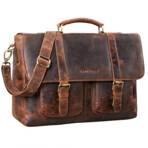 STILORD 'Pontius' Cartable Cuir Homme Vintage Serviette Porte-Documents Sac à Bandoulière Notebook Rétro Sac d'affaires, Couleur:seppia - Marron (STILORD Cuir, neuf)