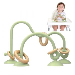 LYNSAN Jouet Ventouse Chaise Haute Bebe, Baby Jouets Montessori, Jouet Silicone Ventouse, Jouets d'éveil pour Bébé, Jouet Bain Bébé, Cadeau Enfant Fille et Garçon pour bébé, Vert (FUNFETE, neuf)