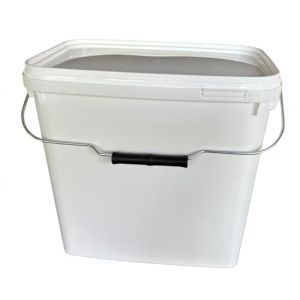 Silplast 1 seau rectangulaire de 10 litres avec couvercle blanc, 1 seau à lait/stockage empilable avec poignée en métal, seau à miel, seau en plastique, distributeur alimentaire, seau vide (sil2018, neuf)