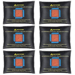 Déshumidificateurs pour voitures réutilisables–Lot de 6 x 500 g pour voiture,camping-car,coffre à armes,etc.,avec indicateur,Absorbeur d'humidité réutilisable avec indicateur,Sacs déshumidificateurs (WECALL, neuf)