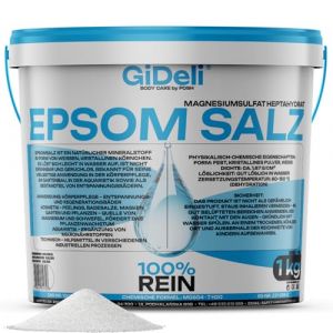 GiDeli Epsom Sel de bain 1 kg de sulfate de magn&eacute;sium de qualit&eacute; pharmaceutique dans un seau - 100 % pur sel naturel - Bain de pieds - Soin de la peau - Bain de relaxation (1000 g) (Posh Sp. z o.o., neuf)