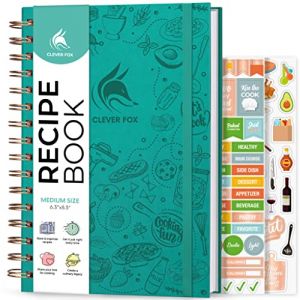 Clever Fox Livre de recettes &agrave; spirale &ndash; Cr&eacute;ez votre propre livre de cuisine familial &ndash; Carnet de recettes vierge &ndash; Journal de cuisine vide pour &eacute;crire des recettes &ndash; Taille moyenne, 16 x 21,1 cm, (SVD COM, neuf)