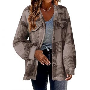 Veste Courte Fourrure Femme sans Capuche Pull Chaud de Sport D'intérieur Blouson Hiver Manteau Polaire Manteau Teddy Veste Fausse Fourrure Femme Café L (GUANGJ, neuf)