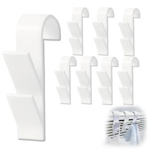JYNXOR 8 Pi&egrave;ces Crochet Radiateur, Crochet &agrave; serviettes Blanc, Crochet Serviette Salle De Bain, Crochet Radiateur Seche Serviette, Patere Seche Serviette, pour Tous Bain et Cuisine, Amovibles (Blanc) (SHOPSCAPE INK, neuf)