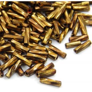 Perlin Lot de 3300 perles de rocaille en verre &agrave; enfiler - 6 mm - Perles de bugle - Perles tubes - Perles de bricolage (bronze torsad&eacute; m&eacute;tallis&eacute;) (Perlinshop, neuf)