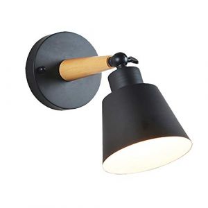 Luminaires Moderne E27 Edison Applique Murale Industrielle en Métal Loft Lampe LED Applique murale en fer et en bois pour salle des enfants Chambre Bar Hôtel Couloir Salle à Manger (Noir) (Chao Zan Maoyi, neuf)