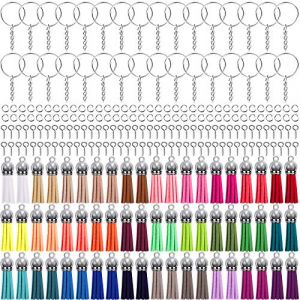 Duufin 360 Pi&egrave;ces Gland Pendentif en Cuir avec Porte Cl&eacute;s et Anneau Sauteur Glands pour Porte Clef DIY la Fabrication de Bijoux (FEQO EU, neuf)