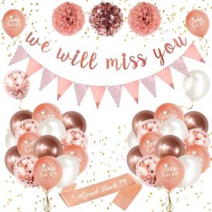 Tu Me Manqueras Banni&egrave;re, D&eacute;corations de F&ecirc;te Adieu Or Rose Banni&egrave;re Triangle et Ballons Bonne Chance, We Will Miss You Banni&egrave;re pour Retraite, L'obtention du Dipl&ocirc;me, Coll&egrave;gues D'adieu D&eacute;corations (xinmaike, neuf)