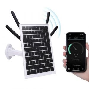Goshyda Routeur Solaire en Plein Air 4G avec Emplacement pour Carte SIM, Routeur de Modem Solar 4G &agrave; &eacute;nergie Solaire 12W Construit dans Une Batterie de 18000 MAh, Extension WiFi (Antennes Blanches) (Yunir, neuf)