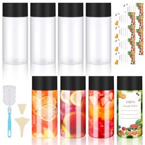 XWCHASA Lot de 8 Bouteilles Plastique 250mL, Bouteille Sensorielle Vide PET Transparentes avec Couvercles, &Eacute;tiquettes, Brosse, Entonnoir, Petite Bouteille Plastiquepour Jus, Lait (XINWAN, neuf)