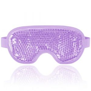 NEWGO Masque Yeux Froid, Masque Des Yeux Gel Gonflés, Cernes, Migraine Réutilisable masque froid pour les yeux avec dos en peluche de Poche de Glace en Yeux pour Thérapie Froid Chaud (Mauve) (BK Newgo, neuf)