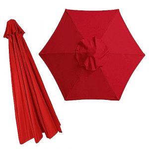 Toile de rechange pour parasol 2.0m/2.7m/3.0m, toile de parasol deport&eacute; 6 baleines/8 Baleines, Housse de rechange pour parasols de jardin, Anti-UV ext&eacute;rieur Parasols Auvent de rechange(Couleur:Rouge,T (CSXMY, neuf)