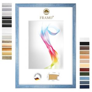 FRAMO Cadre photo en bois 45 x 90 cm (Dimension de l'image) en Bleu clair essuyé | Taille sélectionnable | Affiches | Puzzle | Collage | Sur mesure | personnalisés (Framecenter24_online, neuf)