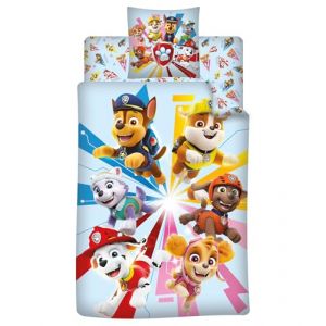 Aymax Parure de lit 3 Pi&egrave;ces Pat' Patrouille - Housse de Couette 140x200 cm + Taie d'oreiller 63x63 cm + Drap-Housse Assorti 90x190 cm, avec Ruben, Stella, Everest, Chase, Marcus, Rocky et Zuma (LesAccessoires, neuf)