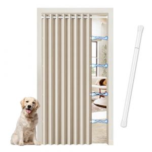 JCyh Rideau de Porte Magn&eacute;tique sans Per&ccedil;age - Rideau de S&eacute;paration de Pi&egrave;ce avec Tringle T&eacute;lescopique - Rideau Thermique Phonique pour Dressing, Cuisine, Cache Placard et Porte Int&eacute;rieure, Sable (JCYH, neuf)