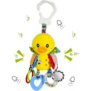 Funsland Jouet Poussette Bebe, Peluche B&eacute;b&eacute; &agrave; Clip pour Poussette, Jeux eveil Bebe 0-3 Mois, Jouets Berceau Landau pour Gar&ccedil;ons et Filles, Jouet Bebe Naissance Cadeaux 3 6 12 Mois, Canard Jaune (Funsland-EU, neuf)