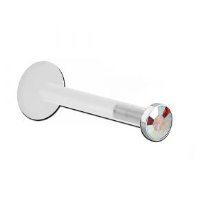 Inoki - Micro labret Bioflex Cristal 2.35mm serti acier - Jonc/Tige 1.2 mm, Long. int. 5 mm, Élément 2.35 mm - Cristal Irisé (INOKI PIERCING, neuf)