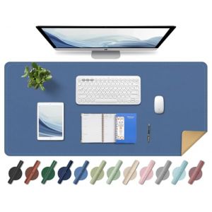 BLESWIN Tapis de Bureau en Cuir, Tapis de Souris Large et Antidérapant, Tapis Protecteur de Bureau Imperméable, Tapis de Bureau pour L'écriture, Tapis Buvard de Bureau Décoratif (Bleu Lac, 90x43CM) (YoursTrust-EU, neuf)