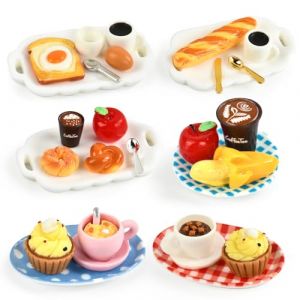 Jouets de Miniatures Alimentaires Boissons, Mini Nourriture Jouet, Nourriture Miniature 1/12 Accessoires de Cuisine Miniatures pour Maison de Poupée avec Café Œufs Pain Miniature Petit Déjeuner (A) (yajimaoyi, neuf)