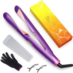 ANGENIL Lisseur et bigoudi 2 en 1, fer à lisser et bigoudi ionique en céramique, 130-240 ℃ fer à lisser plat avec température réglable 100 V-220 V Boucles LCD Pour Curl Wave Straighten (ANGENIL, neuf)