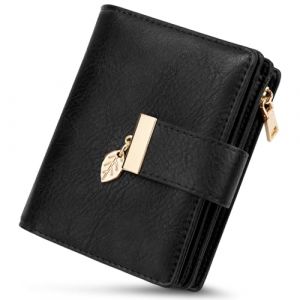 WACCET Portefeuille Femme Petit, Porte Monnaie Femme avec Blocage RFID en Cuir PU Grande Capacité avec 14 Slots de Carte et Poche à Fermeture Éclair Pièces Court Porte Feuille pour Femmes (WACCET, neuf)
