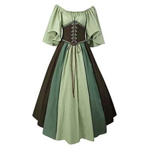Robe Costume Medieval Femme Victorienne Steampunk Vintage Steampunk Costume Couleur D'épissure Corset Style de Cour Victorienne DéGuisement DéGuisements Dress Halloween Renaissance Robe Viking Femme (mailaoboss, neuf)