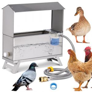 MUALROUS 6L Abreuvoir pour Poulet Distributeur Automatique d&rsquo;Abreuvoir pour Volaille en Acier Inoxydable avec Kit de Soupape &agrave; Flotteur Et P&eacute;dalier Abreuvoir pour Poulet pour Poule Canard oie Dindes (Menglian shangmao, neuf)