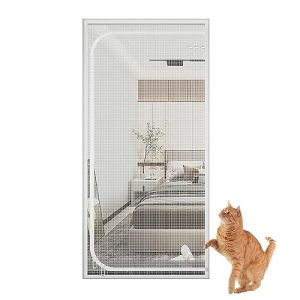 Porte moustiquaire pour Chat, iFCOW Porte moustiquaire Anti-Rayures pour Chat avec Fermeture éclair Empêche Les Chiots Chats de Sortir de la Cuisine de la Chambre à Coucher (iFCOW, neuf)