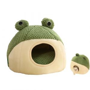 Chat Cave pour Int&eacute;rieur,JINGTOPS Niche Chat Interieur,Grotte pour Chat,Nid de Chat, Lit pour Chat, Maison pour Chat en Forme de Grenouille avec Coussin Amovible et Lavable pour (40X40X37cm) (JINGTOPS EU Direct, neuf)