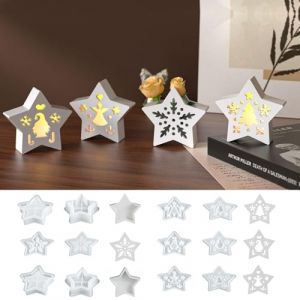Moules en Silicone en Forme d'&Eacute;toiles de No&euml;l, Pl&acirc;tre de Moules Silicones No&euml;l avec Arbre Nain Flocon de Neige Ange Moule Resine Epoxy en Silicone &eacute;toiles pour Savons Bougies D&eacute;coration de No&euml;l (Oriaolen, neuf)
