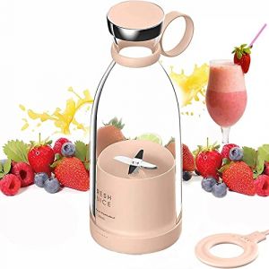 Mixeur Blender, 350ML Blender Smoothie Portable Mini Mixeur, Fresh Juice Blender Bouteille, Multifonctionnel Personal Blender Bottle avec USB Rechargeable (Rose) (SouthArea, neuf)