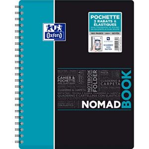 Oxford NomadBook Cahier à Spirales A4+ 160 pages Grands Carreaux Seyès Couverture Polypro Couleur Aléatoire 240x310 mm (ALPEXE France, neuf)