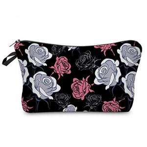 Freesiom Trousse Maquillage Cosmétique Femme Fille Rose Fleur Sac A Main Originale Organiseur Sac Voyage Fourniture Scolaire Kawaii Trousse D'ecole Pas Cher Cadeau (Noir (Cabrianne, neuf)