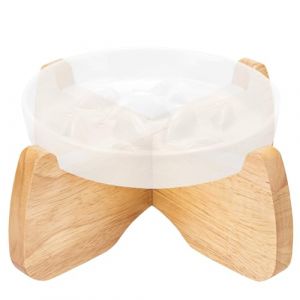 GUWINA Support de Gamelle Sur&eacute;lev&eacute; pour Chat, Diam&egrave;tre 15,5 cm, Hauteur 9 cm Support de Gamelle Chat en Bois D'h&eacute;v&eacute;a, Socle pour Bol &agrave; Animal avec Base Anti-D&eacute;rapante, Pr&eacute;venir Les R&eacute;gurgitations (YUDEGYP, neuf)