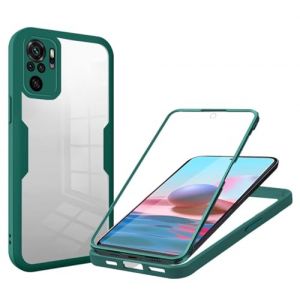 Coque pour Xiaomi Redmi Note 10S/Redmi Note 10 4G,Antichoc Housse avec Protection d'&eacute;cran,360&deg; T&eacute;l&eacute;phone Etui Double Face Case Transparent Int&eacute;grale Coque pour Xiaomi Redmi Note 10S/10 4G -Vert (TENGLAN, neuf)