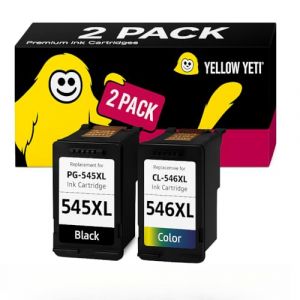 YELLOW YETI PG-545XL CL-546XL Cartouches d'encre Noir/Couleur Remanufactur&eacute;es pour Canon Pixma MG2450 MG2550 MG2550S MG2555S MG2950 MG3050 MG3051 MG3052 MX495 iP2850 TR4550 TR4551 TS205 TS3150 TS3151 (SOKANA, neuf)