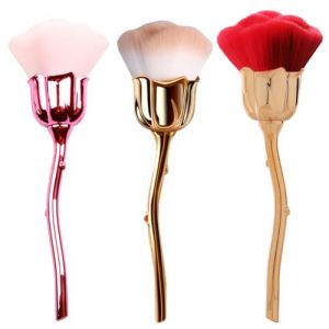 ISAKEN Pinceau à poussière pour ongles, pinceau à ongles rose pour nail art, brosse à poussière pour manucure pinceau à tête de rose, brosse de maquillage multifonctionnelle pour maquillage liquide, (Qpolly, neuf)