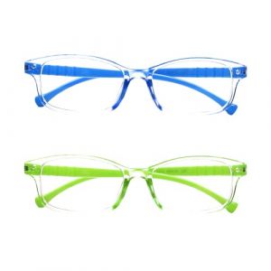 Godneei 2 Paires Lunettes Anti Lumiere Bleue,Transparentes Lunette, Fausses Lunettes de Vue pour Garçons et Filles(Bleu & Vert) (Tshingo, neuf)