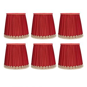 Fofetbfo Lot de 6 Abat-Jour de Remplacement Petit Abat-Jour en Tissu Abat-Jour Vin Rouge Abat-Jour de Remplacement Abat-Jour Traditionnel pour Lampe Murale de Lustre de Table E14 (Hozpop Wang, neuf)